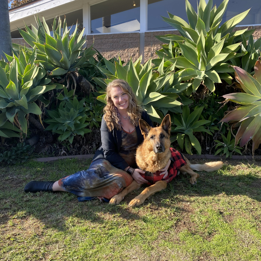 Oriana with a German Shepard